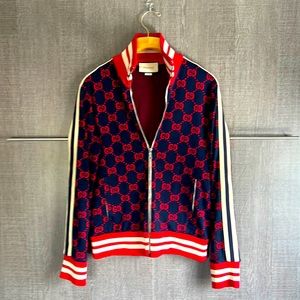 Gucci Men’s Jacquard Jacket.  Red, white and blue double G’s size medium.